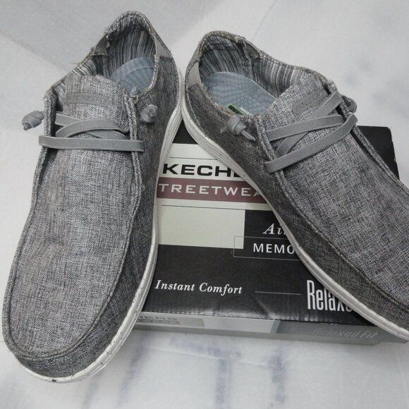 Skechers Melson Chad Slip on Sneaker Gray Relaxed Fit Air Cooled Men's Size 14 - Picture 1 of 16